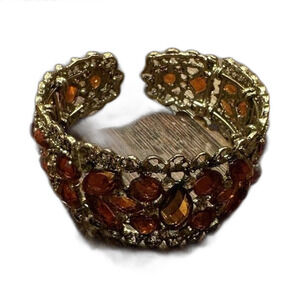 Vintage bracelet with amber-colored glass stones rhinestones